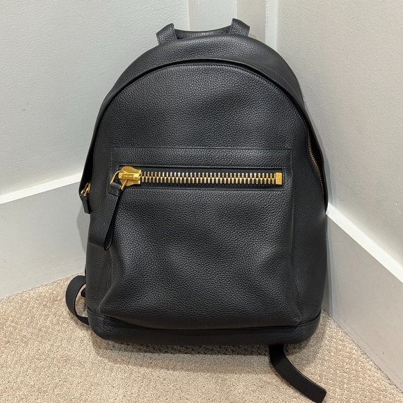 TOM FORD black leather backpack with gold zipper - Picture 2 of 8